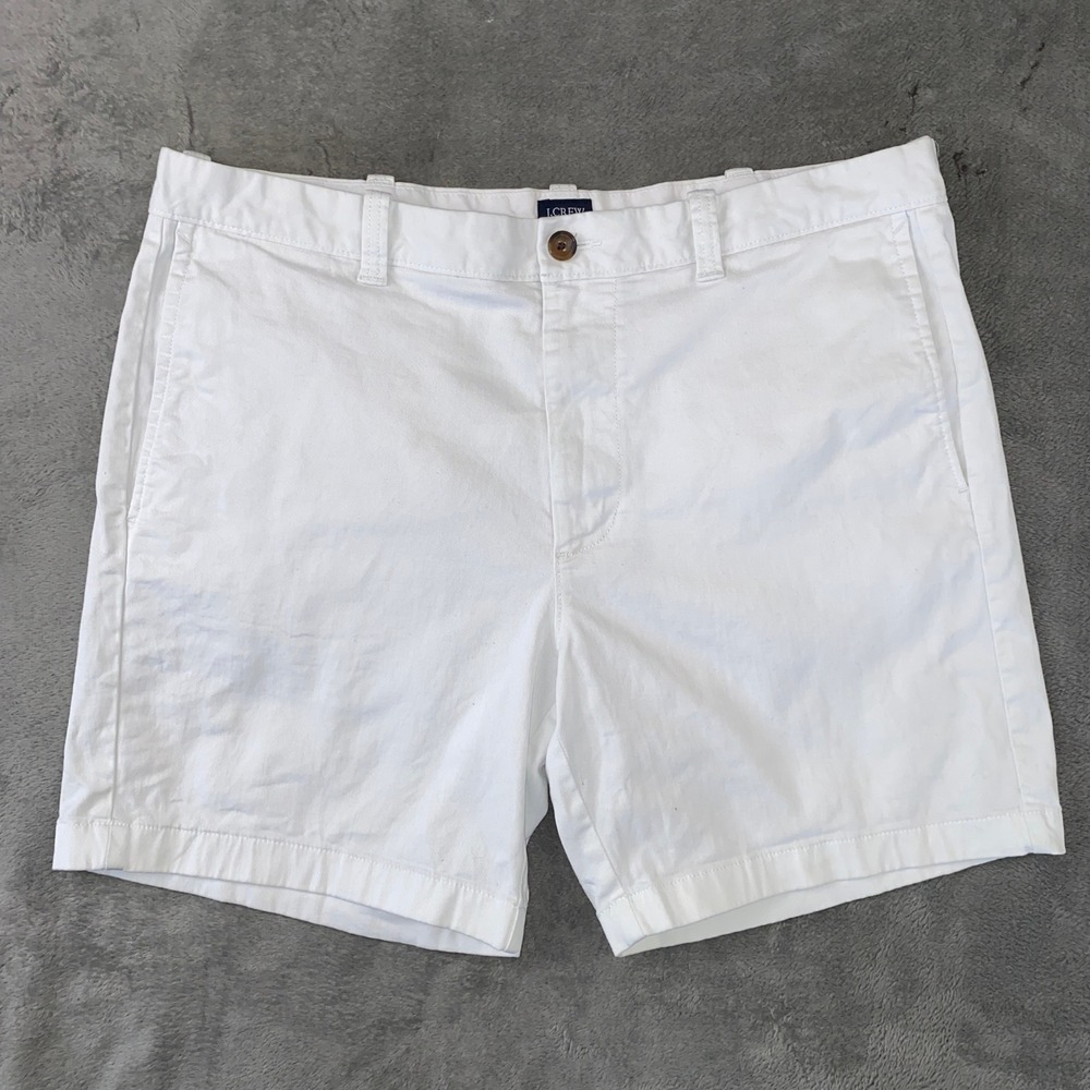 J Crew Shorts Men 36 White 7" Inseam Chino Stretch Cotton Re-Imagined Resortwear